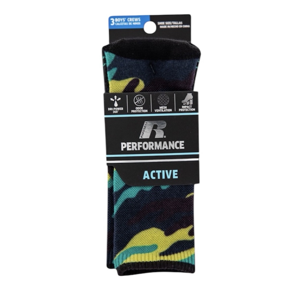 3-Pack Russell Performance Active Boys Crew Socks - NWT